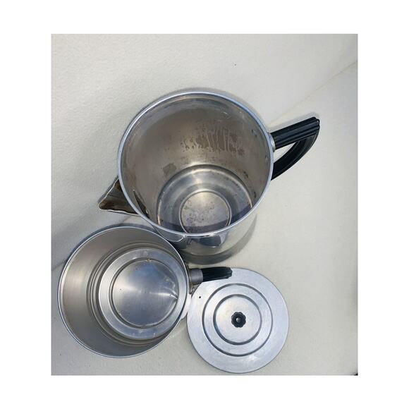 Vintage Wear-Ever Aluminum Coffee Pot Bakelite Handles 2209 3-9 cup USA 3 Piece - Picture 6 of 15